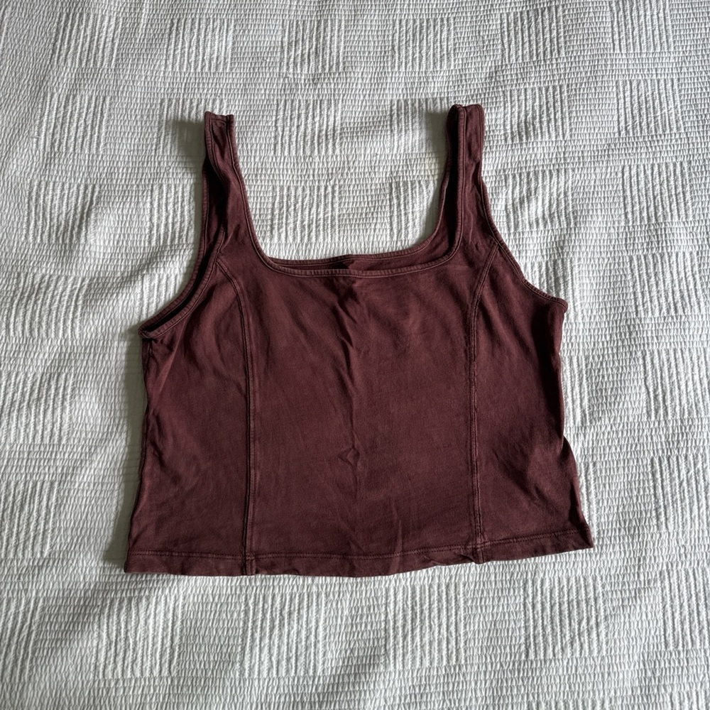 Aerie Burgundy Fitted Crop Tank Top